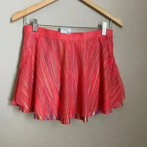 Nike Dri-Fit‎ Skort Mesh Overlay Coral Striped XS - Picture 2 of 9